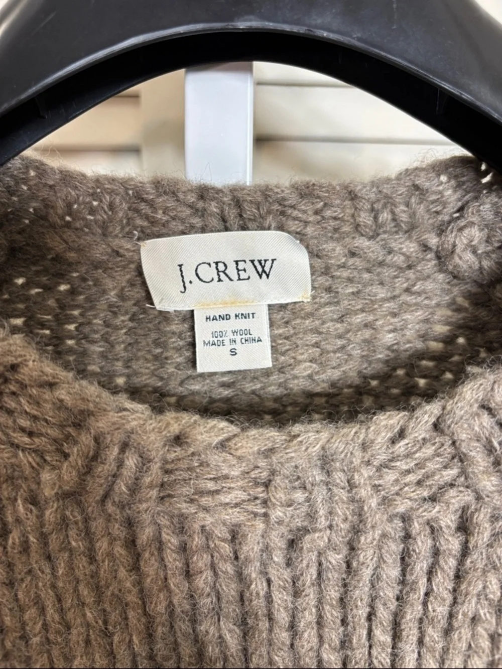J. Crew Men's Vintage Colorblock Crewneck Sweater Taupe, Green & Cream Small